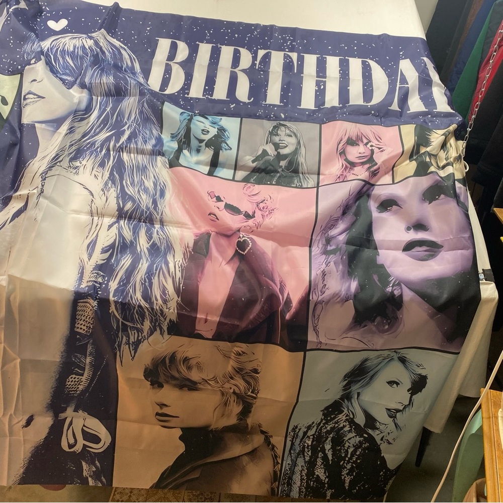 Taylor Swift Happy Birthday Banner Artistic Graphic Blanket with Portraits - Picture 3 of 4